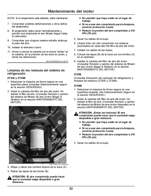 John Deere ZTrak Z720E, Z730M, Z735E, Z735M, Z740R (SN: 030001-060000) Zero-Turn Mowers (North America) Operators Manual (OMUC26138)