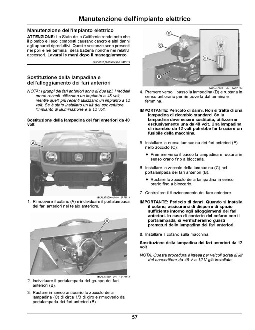 John Deere TE Electric Gator Utility Vehicles (SN: 160001 - 170000) (Export Edition) Operators Manual (OMUC26274)