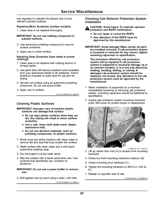 John Deere 1550, 1570, 1575, 1580 and 1585 TerrainCut Front Mowers (SN:070001-080000) (Export) Operators Manual (OMUC26994)