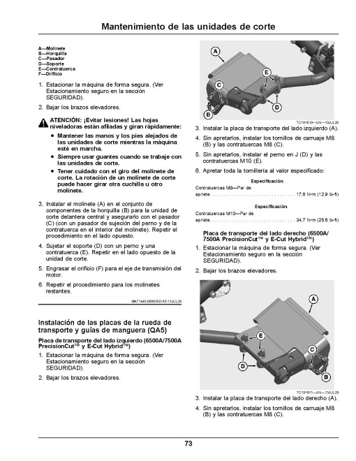 John Deere PrecisionCut 6080A,6500A,6700A(SN:030001-050000); 6080A,6500A E-Cut Hybrid Fairway Mowers, N.A. Operators Manual (OMUC27548)