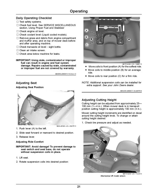 John Deere Select Series X570, X580, X584, X590 (SN: 170001-180000) Lawn Tractors (North America) Operators Manual (OMUC29736)