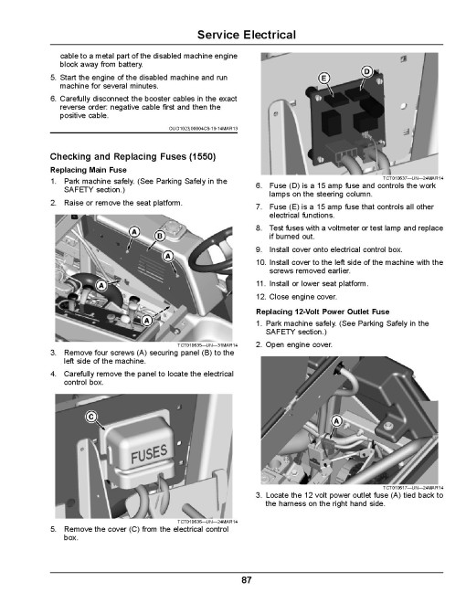 John Deere 1550, 1570, 1575, 1580 and 1585 TerrainCut Front Mowers (SN:080001-100000) (N.America) Operators Manual (OMUC30513E)