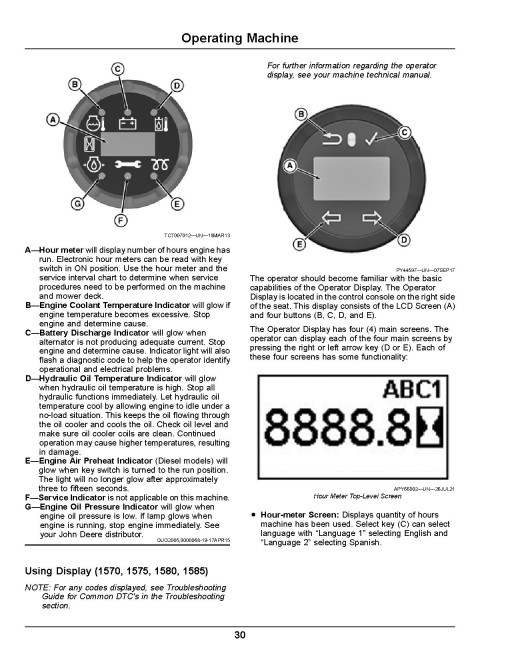 John Deere 1550, 1570, 1575, 1580 and 1585 TerrainCut Front Mowers (SN:080001-100000) (Export) Operators Manual (OMUC30515)