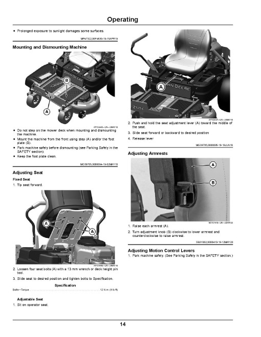 John Deere ZTrak Z335E, Z345M and Z345R (SN: 220001-) Zero-Turn Mowers (Export Edition) Operators Manual (OMUC30707E)