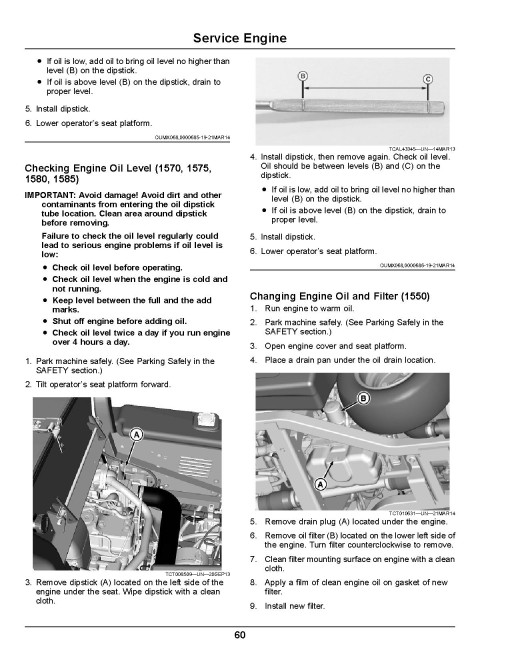 John Deere 1550, 1570, 1575, 1580 and 1585 TerrainCut Front Mowers (SN:100001-130000) (Export) Operators Manual (OMUC33130)