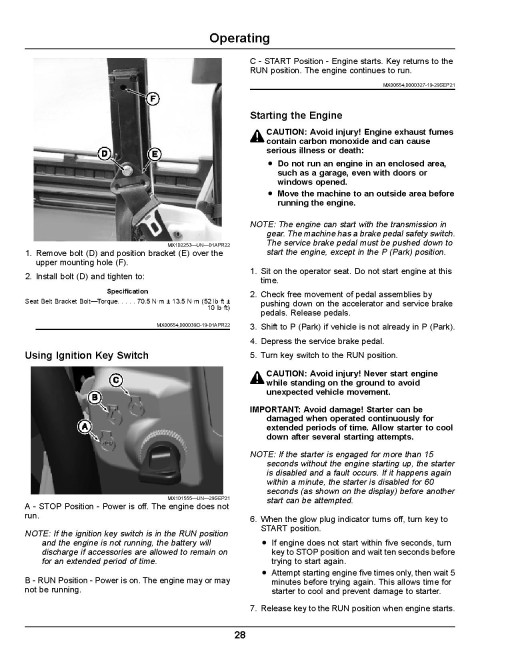 John Deere XUV865M and XUV865R Gator Utility Vehicles (SN: from 060001) (Export Edition) Operators Manual (OMUC33719E)