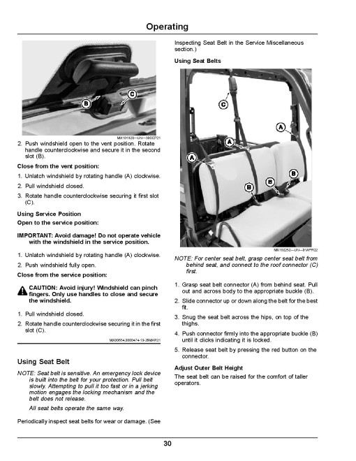 John Deere XUV835E, XUV835M, XUV835R Gator Utility Vehicles (SN:060001-070000) (California Edition) Operators Manual (OMUC35384)