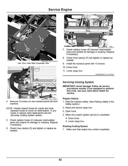 John Deere XUV835E, XUV835M and XUV835R Gator Utility Vehicles (SN:060001-070000) (North America) Operators Manual (OMUC36827)