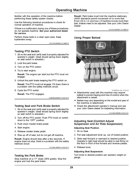 John Deere 1550, 1570, 1575, 1580 and 1585 TerrainCut Front Mowers (SN:100001-130000) (N.America) Operators Manual (OMUC37521E)