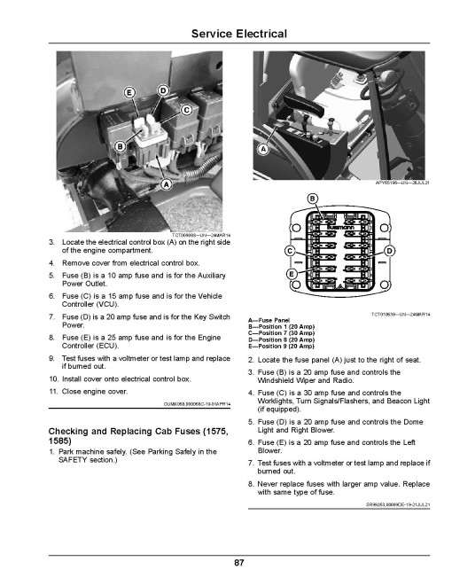John Deere 1550, 1570, 1575, 1580 and 1585 TerrainCut Front Mowers (SN:100001-130000) (N.America) Operators Manual (OMUC37521E)