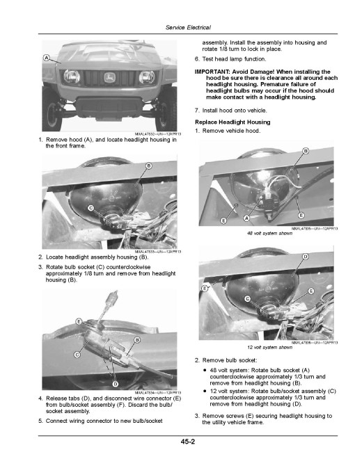 John Deere TE Electric Gator Utility Vehicles (SN: from 200001) (North America) Operators Manual (OMUC39405)