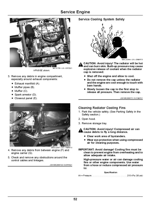 John Deere HPX815E Gator Utility Vehicles (SN: 080001 - 090000) (Export Edition) Operators Manual (OMUC39442E)
