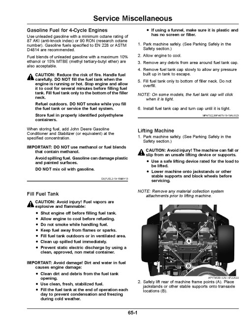 John Deere ZTrak Z315E, Z320M, Z320R, Z325E, Z330M, Z330R (SN:100001-150000) Zero-Turn Mowers (North America) Operators Manual (OMUC40876)