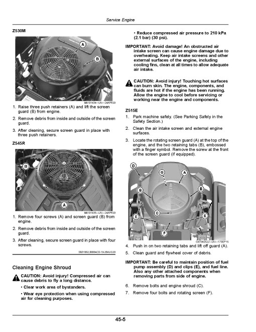 John Deere ZTrak Z515E, Z530M and Z545R (SN: 190001-) Zero-Turn Mowers (Export Edition) Operators Manual (OMUC44854E)