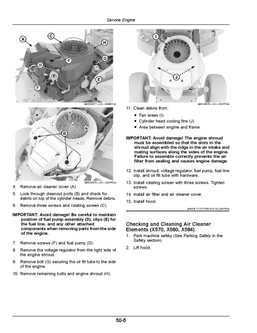 John Deere Select Series X570, X580, X584, X590 (SN: 210001-) Lawn Tractors (North America) Operators Manual (OMUC44950)