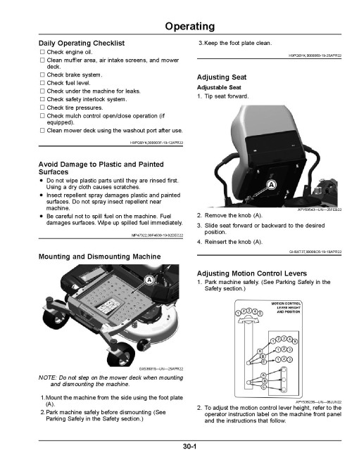 John Deere ZTrak Z315E, Z320M, Z320R, Z325E, Z330M, Z330R (SN:150001-200000) Zero-Turn Mowers (North America) Operators Manual (OMUC45276)