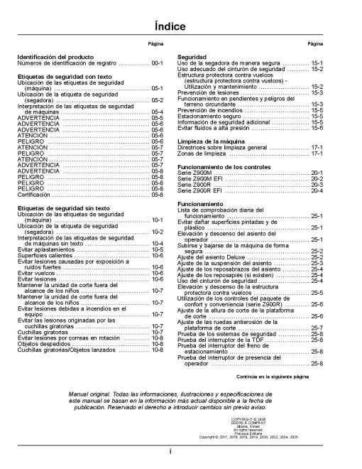 John Deere ZTrak Z920M, Z930M, Z950M/R, Z955M/R, Z960M, Z965M, Z970R, Z975M, Z985R Mowers (North America) Operators Manual (OMUC46547)