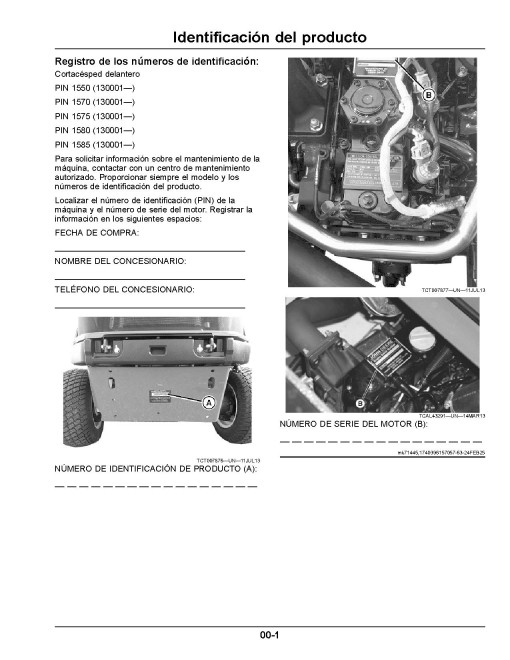 John Deere 1550, 1570, 1575, 1580 and 1585 TerrainCut Front Mowers (SN:130001-140000) (N.America) Operators Manual (OMUC46956)