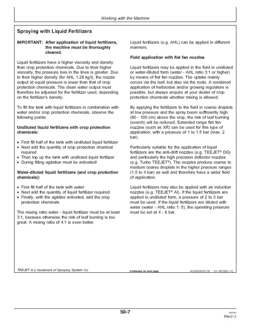 John Deere 508, 510 and 512 Mounted Sprayers w.EHC-2 Control Unit, SN: up to 003785, Europe Operators Manual (OMWZ50811)
