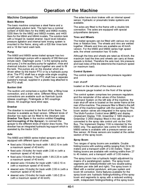 John Deere M944, M944i, M952, M952i, M962 and M962i Trailed Crop Sprayers (up to MY2020) (Europe) Operators Manual (OMWZW16264)