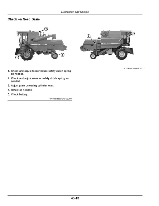 John Deere 4LZ-4, 4LZ-5A, 4LZ-5B, 4LZ-5C, 4LZ-6A, 4LZ-6B, 4LZ-6C (W80) Combines (SN: from 010000) (Asia) Operators Manual (OMYC27712)