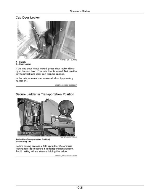John Deere 4LZ-11, 4LZ-11A (C230) Combines (SN: from 010000) Operators Manual (OMYC27718)
