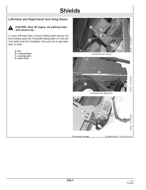 John Deere 9540i, 9560i, 9580i, 9640i, 9660i, 9680i WTS and 9780i CTS Combines (SN: 080016-)(Europe) Operators Manual (OMZ103925)