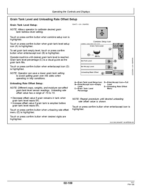 John Deere T670 Combines (SN: 110000 - 114999) (North America) Operators Manual (OMZ200863)