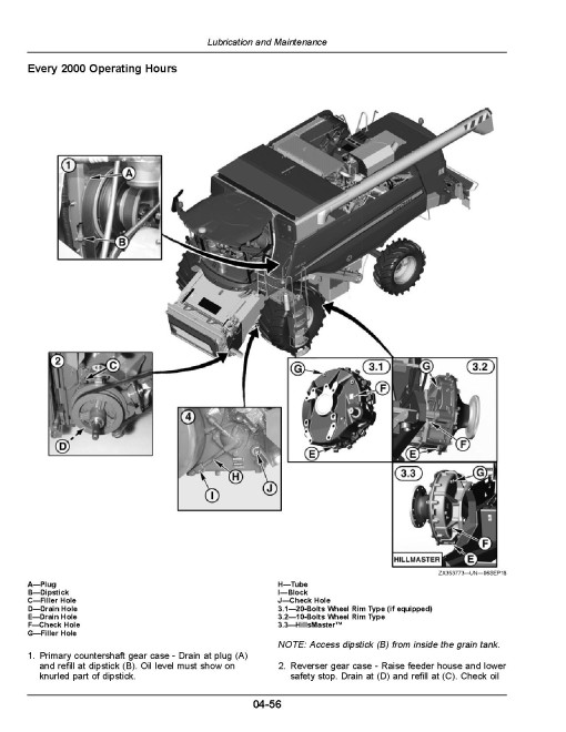 John Deere T550, T560, T660, T670, W540, W550, W650 and W660 Combines (SN: 115000 - 119999) (Europe) Operators Manual (OMZ201410)