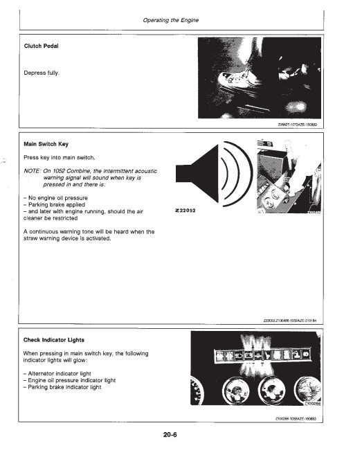 John Deere 1032, 1042 and 1052 Combines Operators Manual (OMZ91598)