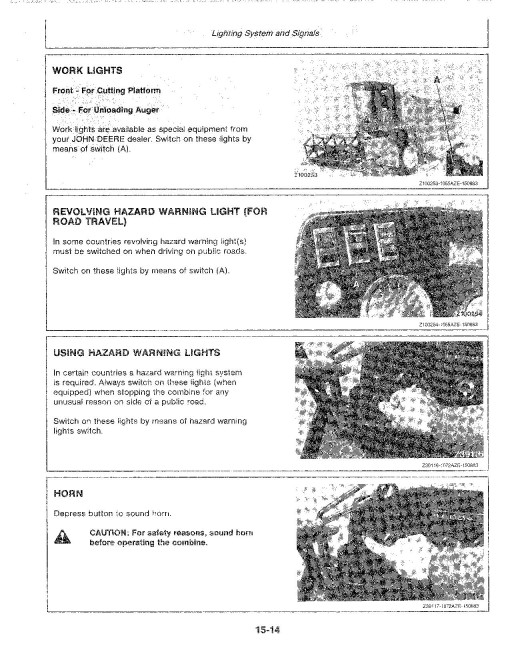 John Deere 1055 Combines (SN: up to 047200) (Europe) Operators Manual (OMZ91605)