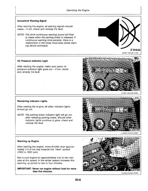 John Deere 4425 Combines (SN: up to 048200) (North America) Operators Manual (OMZ91699)