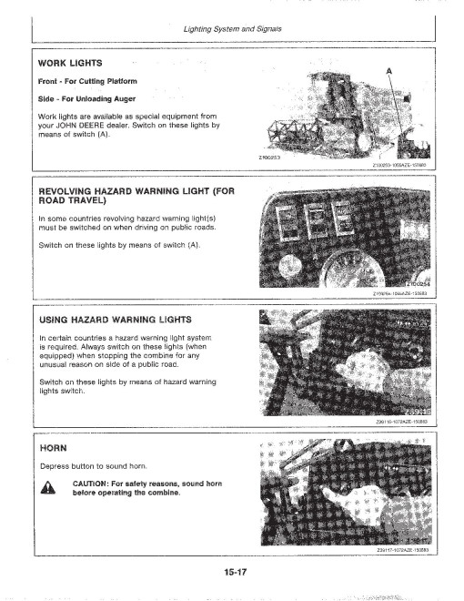 John Deere 1055 Combines (SN: from 047201) (Europe) Operators Manual (OMZ91786)
