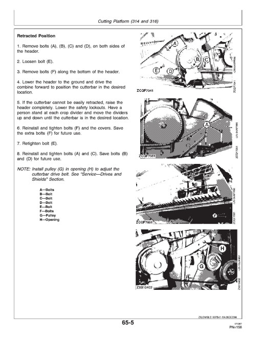 John Deere 1170 (SN: up to 062612) Combines, 314 and 316 Cutting Platforms Operators Manual (OMZ92467)