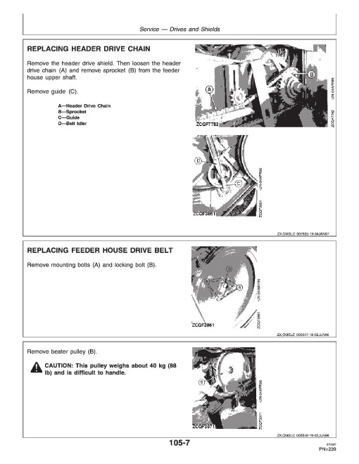 John Deere 1170 (SN: up to 062612) Combines, 314 and 316 Cutting Platforms Operators Manual (OMZ92467)