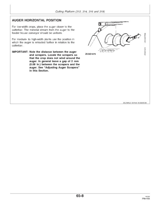 John Deere 1170 (SN: from 062613) Combines, 312, 314, 316 and 319 Cutting Platforms Operators Manual (OMZ92614)