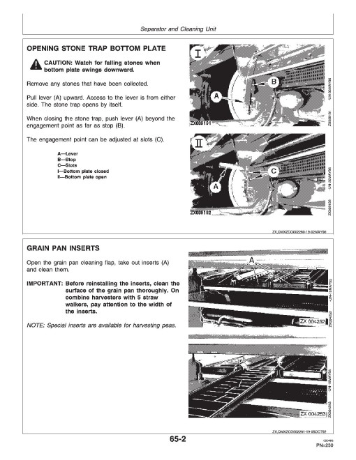 John Deere 2254, 2256, 2258, 2264 and 2266 Combines (SN: 067678 - 068583) (Europe) Operators Manual (OMZ92638)
