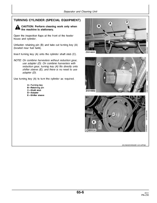 John Deere 2254, 2256, 2258, 2264, 2266 and 2266 EXTRA Combines (SN: from 068584) (Europe) Operators Manual (OMZ92748)