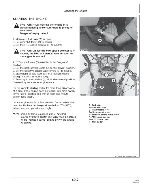 John Deere 3100, 3200, 3300 and 3400 Tractors (Europe) Operators Manual (RT6005012380)