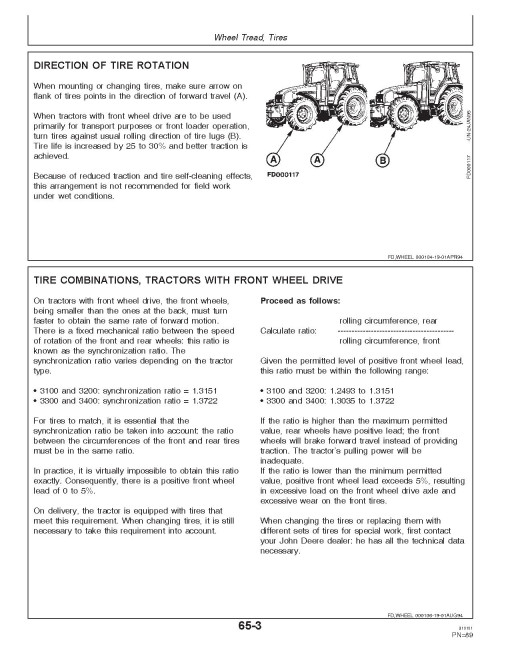 John Deere 3100, 3200, 3300 and 3400 Tractors (Europe) Operators Manual (RT6005012380)
