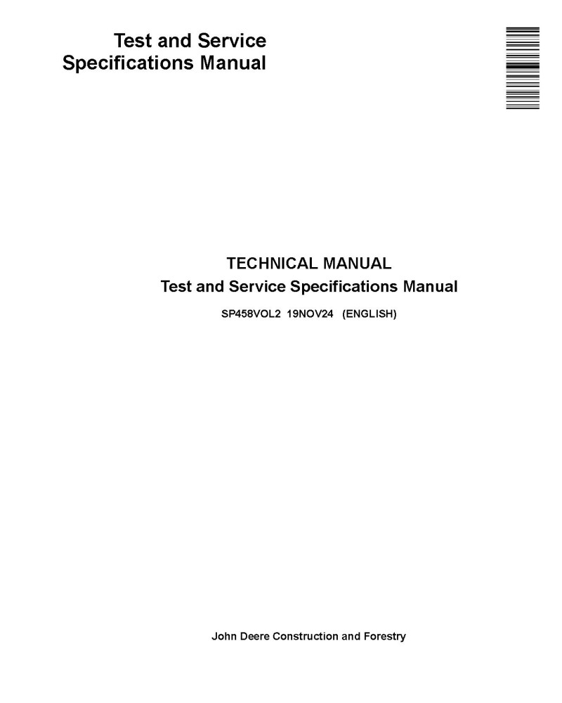 John Deere Test And Service Specifications Manual (SP458VOL2)
