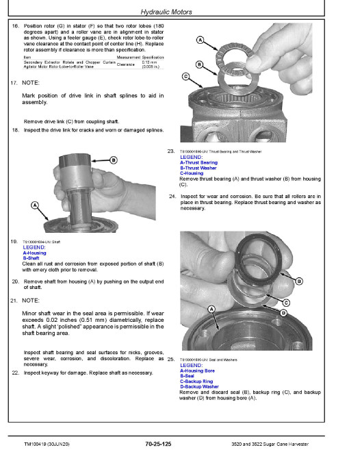 John Deere 3520 (SN. up to 120700) and 3522 (SN. up to 120200) Sugar Cane Harvesters Repair Manual (TM100419) John Deere 3520 (SN. up to 120700) and 3522 (SN. up to 120200) Sugar Cane Harvesters Repair Manual (TM100419)