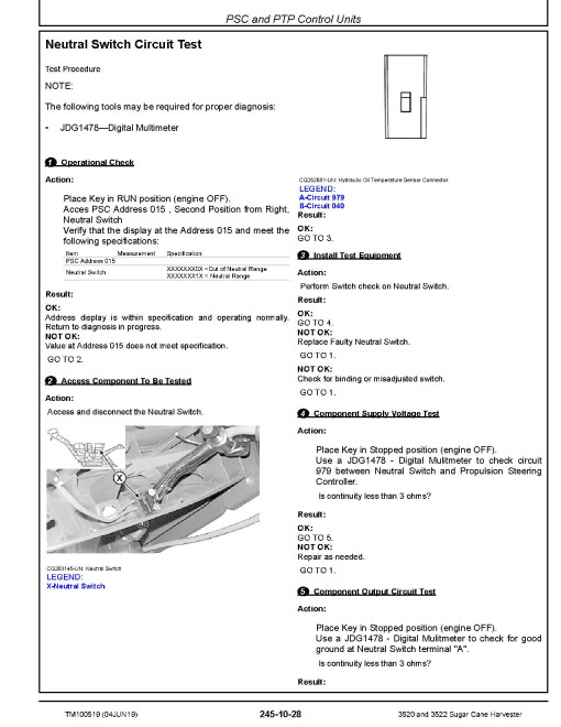 John Deere 3520 (SN. up to 120700) and 3522 (SN. up to 120200) Sugar Cane Harvesters Diagnostic Manual (TM100519) John Deere 3520 (SN. up to 120700) and 3522 (SN. up to 120200) Sugar Cane Harvesters Diagnostic Manual (TM100519)