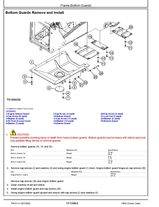 John Deere 1050J Crawler Dozers Repair Manual (TM10114) John Deere 1050J Crawler Dozers Repair Manual (TM10114)