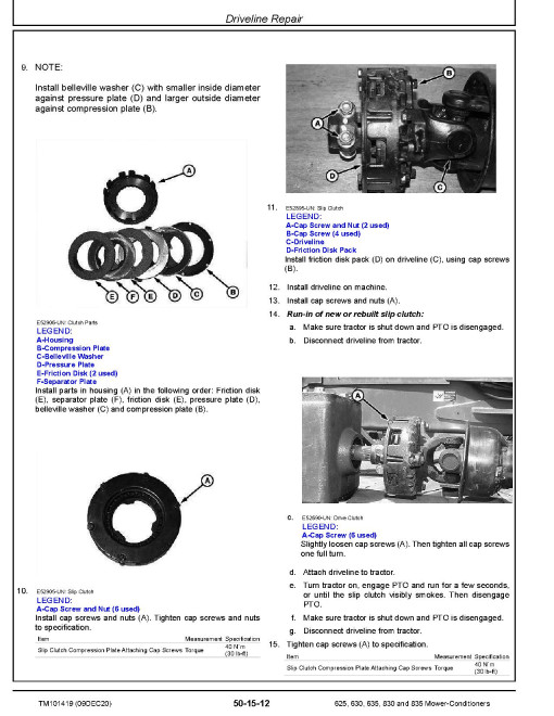 John Deere 625, 630, 635, 830 and 835 Mower-Conditioners Repair Manual (TM101419) John Deere 625, 630, 635, 830 and 835 Mower-Conditioners Repair Manual (TM101419)