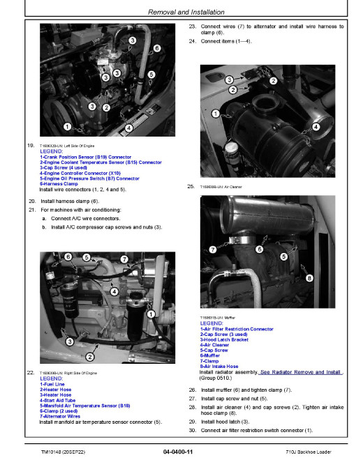 John Deere 710J (SN: -159769; 161144-172184) Backhoe Loaders Repair Manual (TM10148)