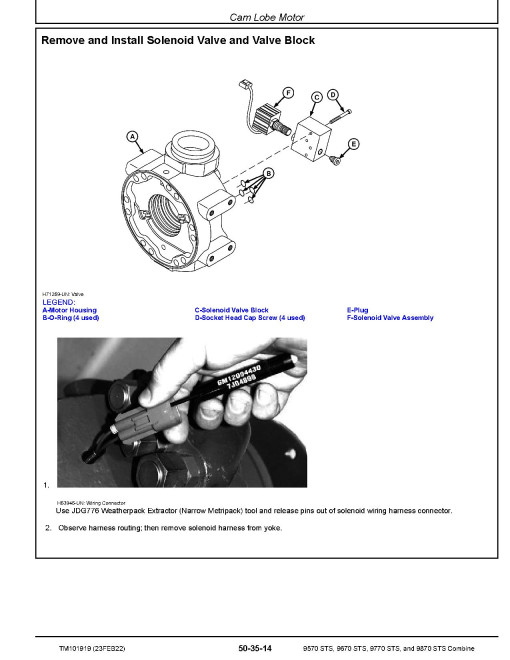 John Deere 9570, 9670, 9770 and 9870 STS™ Combines Repair Manual (TM101919)
