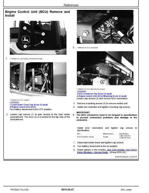 John Deere 544J (SN. from 611800) 4WD Loaders Operation and Test Manual (TM10229) John Deere 544J (SN. from 611800) 4WD Loaders Operation and Test Manual (TM10229)