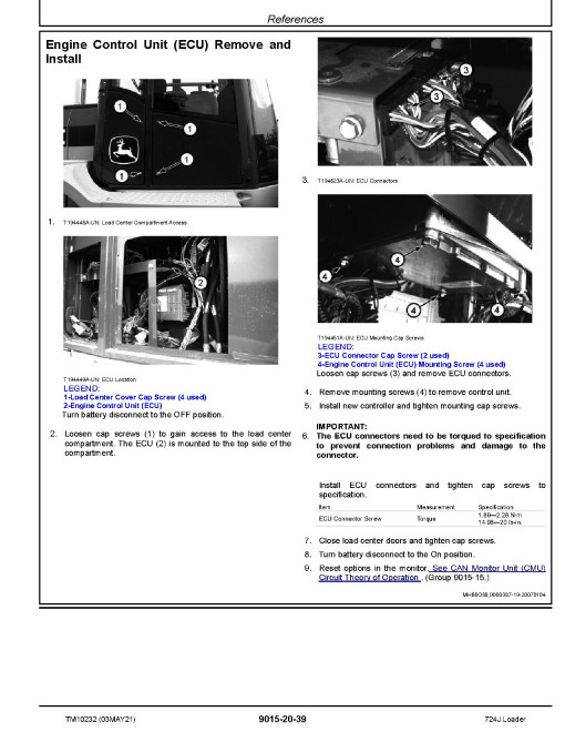 John Deere 724J (SN. from 611219) 4WD Loaders Operation and Test Manual (TM10232) John Deere 724J (SN. from 611219) 4WD Loaders Operation and Test Manual (TM10232)