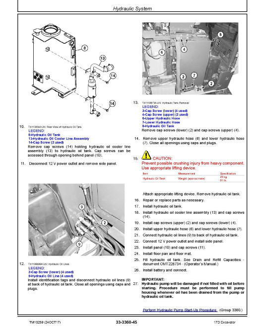 John Deere 17D Compact Excavators Repair Manual (TM10259) John Deere 17D Compact Excavators Repair Manual (TM10259)